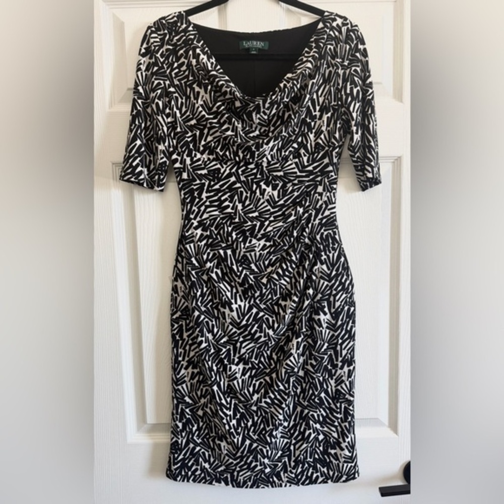 Ralph Lauren Black and White Abstract Dress